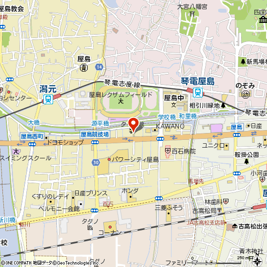タイヤ館高松屋島付近の地図
